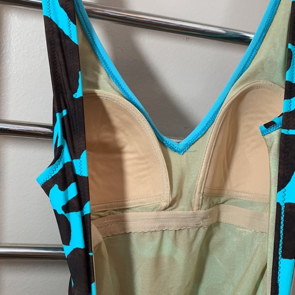 GOTTEX Brown & Turquoise Animal Print Tank One Piece Swimsuit - Picture 6 of 9